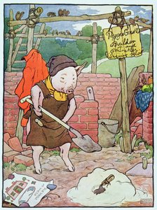 「そして、子ブタはレンガの家を建てました」、「三匹の子ぶた」のイラスト、1930年代に公開